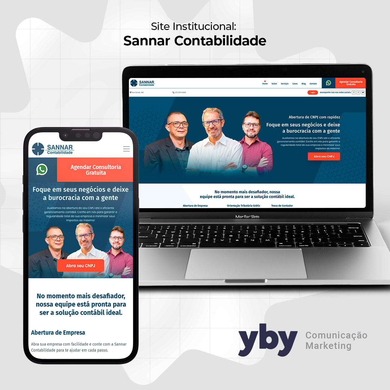 Site da Sannar Contabilidade em notebook e celular