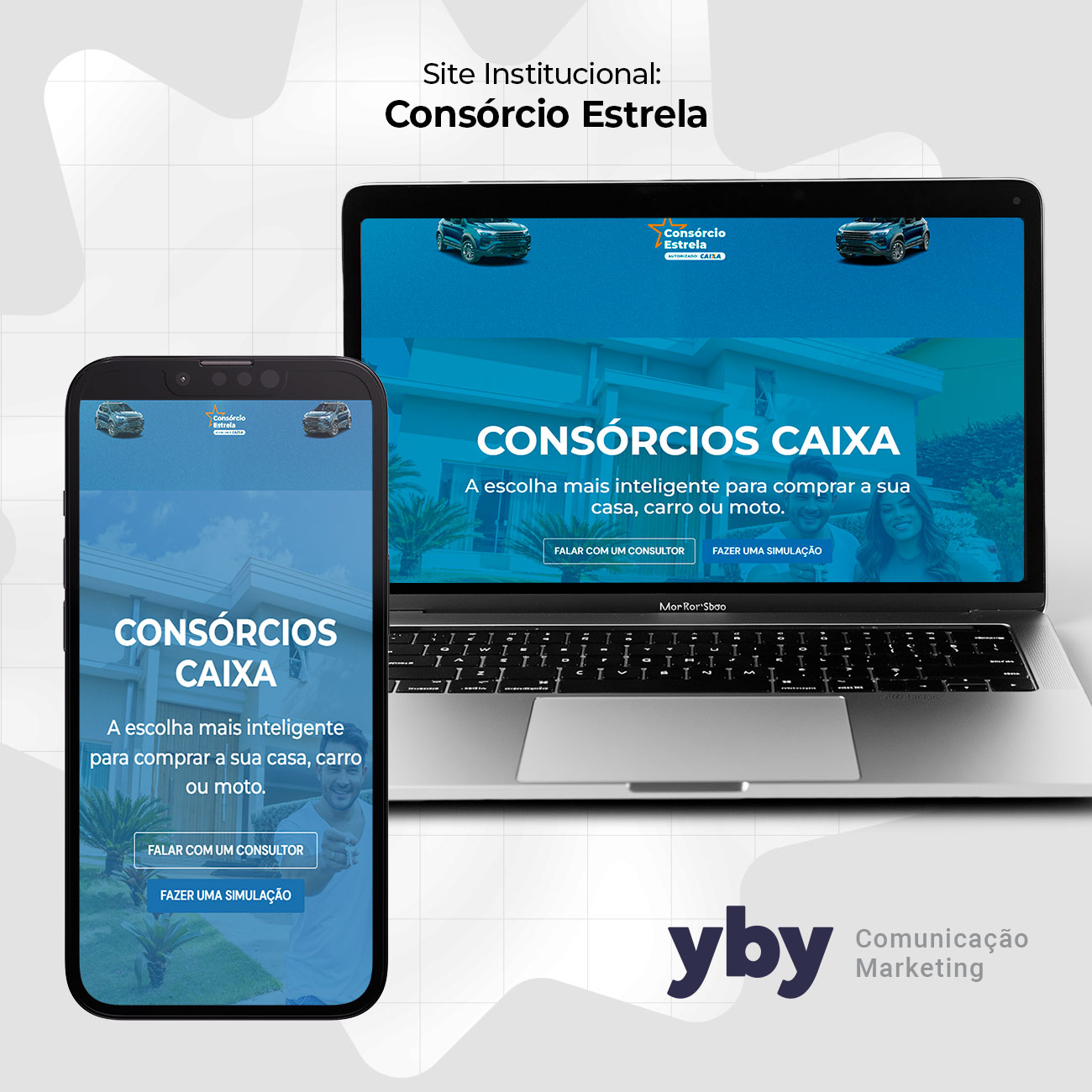 Site Consórcio Estrela em notebook e celular