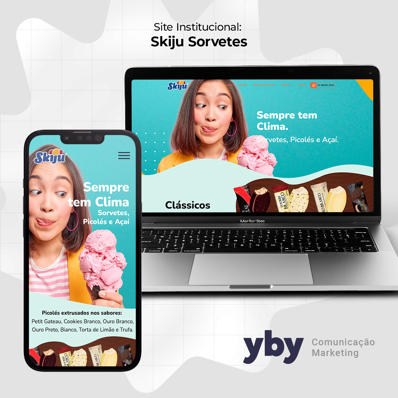 Site Skiju sorvetes em notebook e celular