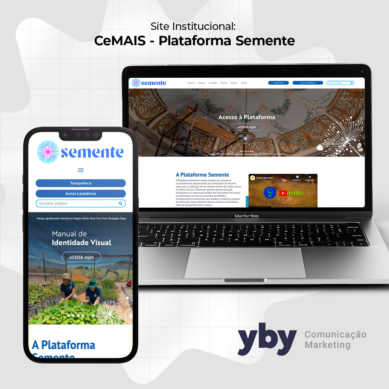 Site Cemais Semente em notebook e celular